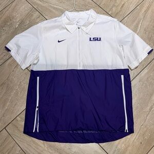 Men's Nike White LSU Tigers Coaches Half-Zip Pullover Jacket